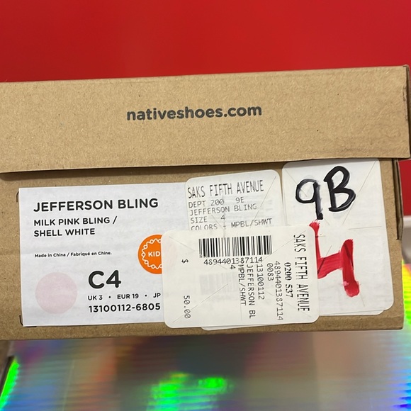 Native NWT baby girl size 4 milk pink bling sparkle shoes. - Picture 7 of 8